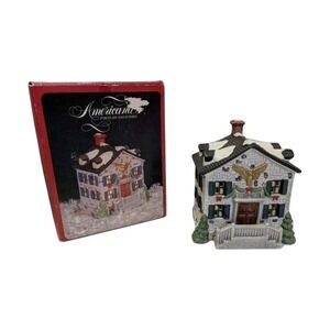 Vtg Santa's Best Americana Village Porcelain Cottage - 1990s‎ Christmas House